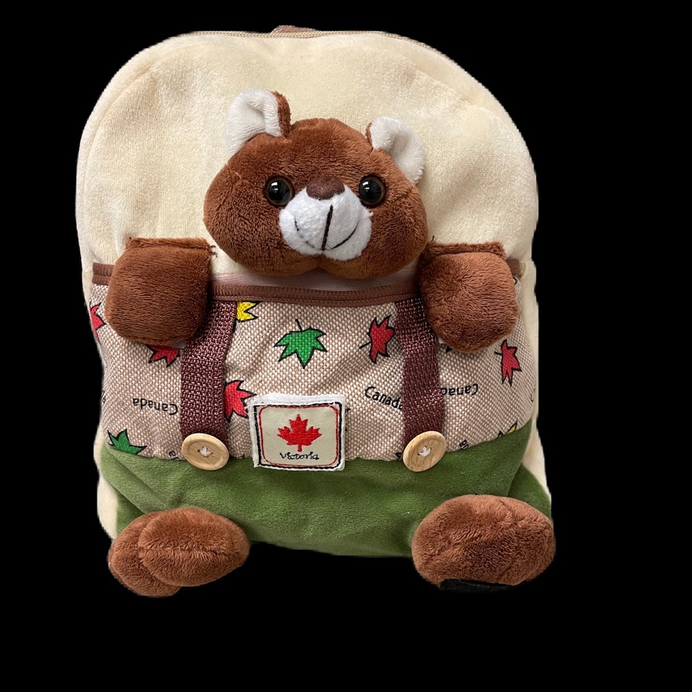 Kids/Toddlers Canada Victoria British Columbia Bear Plush Backpack Tan